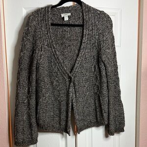 LOFT Women's Brown Heathered Cable Knit Cardigan size XL
